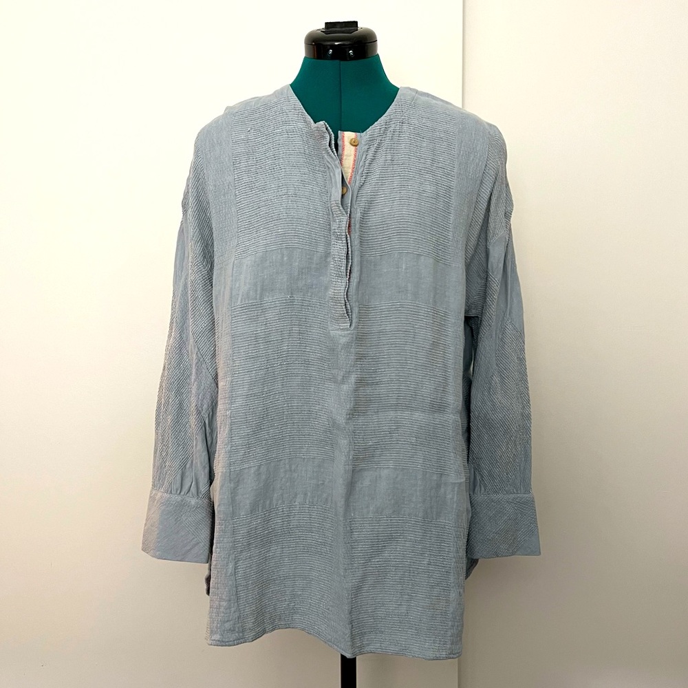 Soft Surroundings Blue Linen Tunic SZ XL